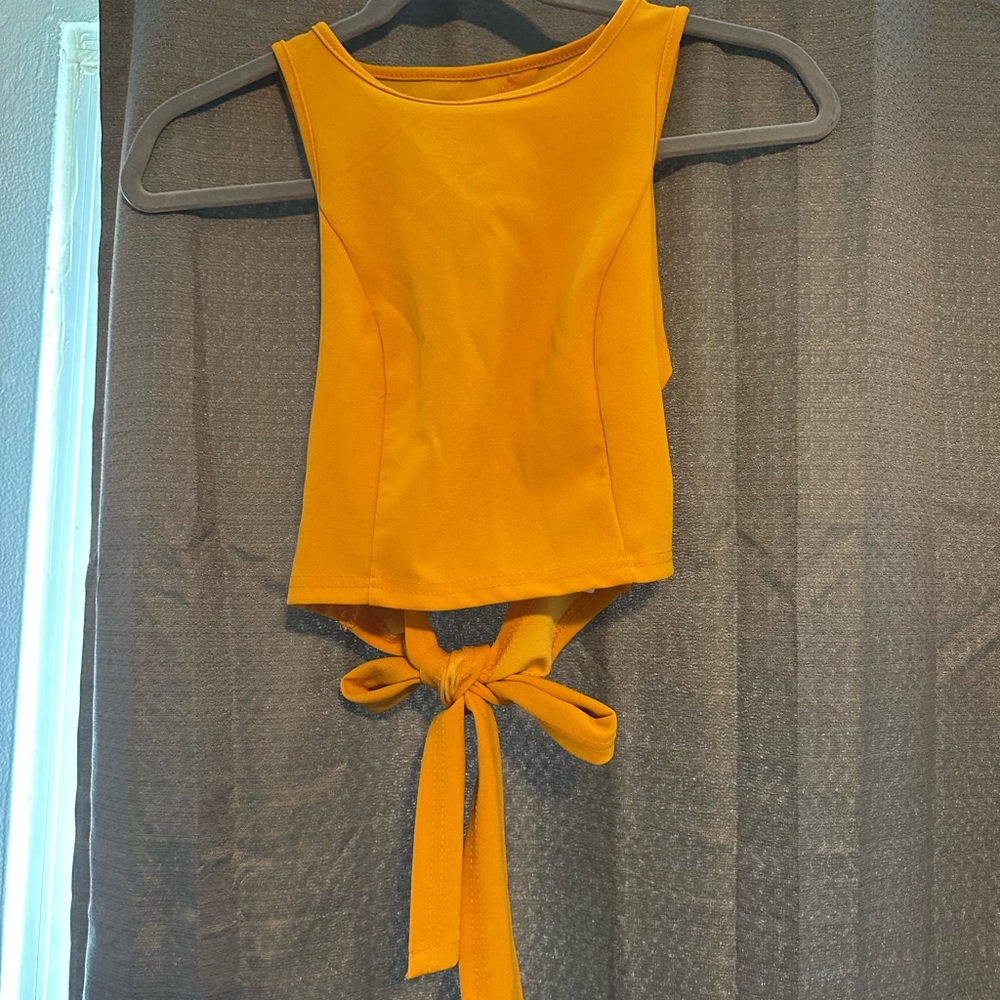 Women's Mustard Yellow Tie-Back Top